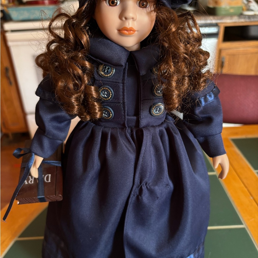 Classic Navy Blue Doll with Curly Hair